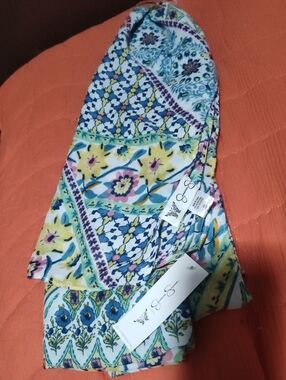 Jessica Simpson Multicolor Floral Scarf in Teal, Yellow, Pink, Blue
